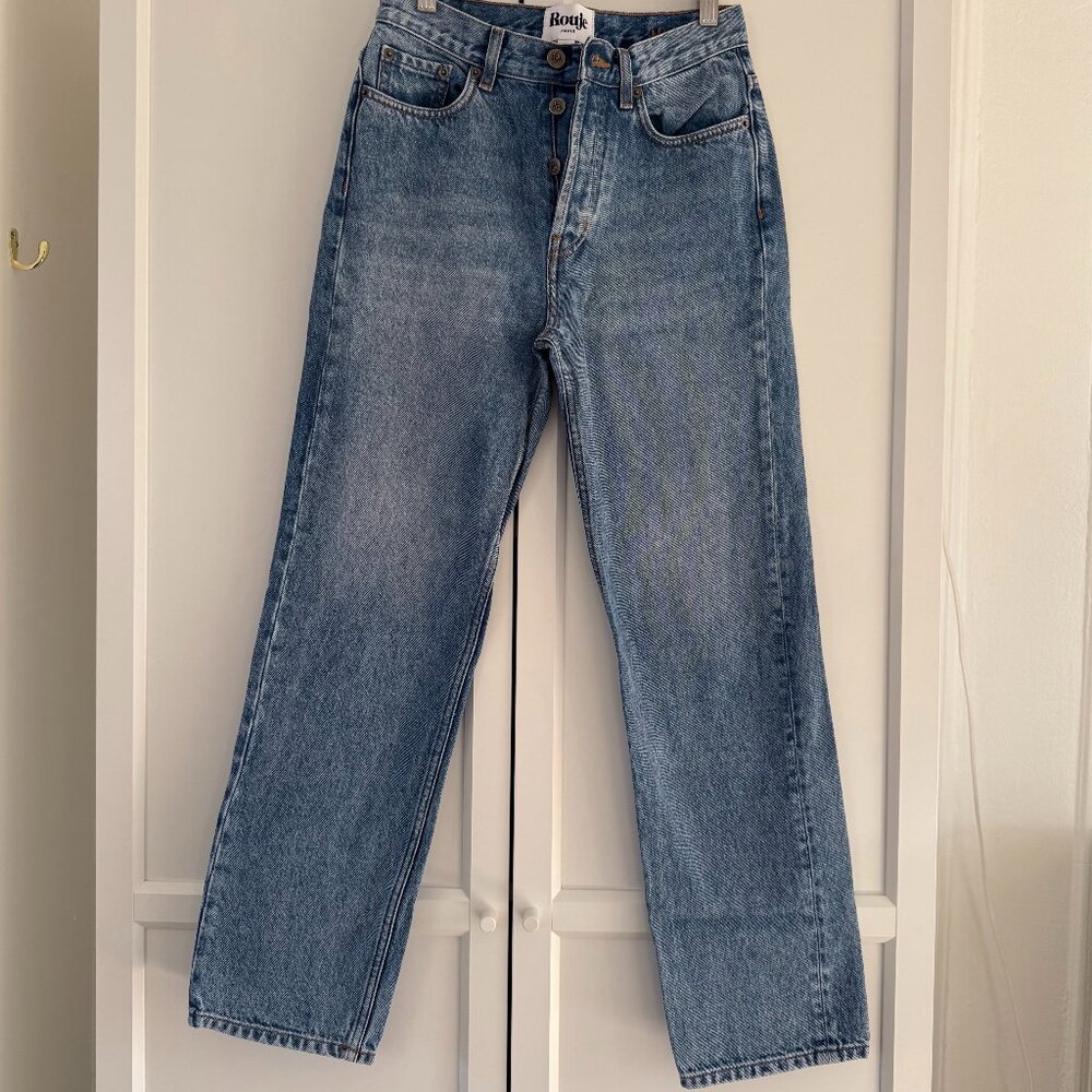High-Rise Straight Leg Women's Jeans - Light Blue